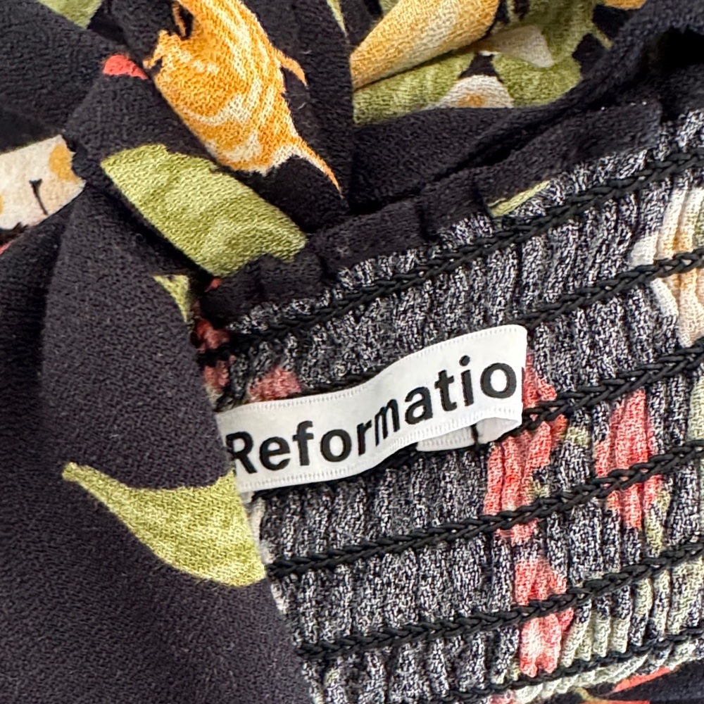 Reformation Black Floral Puff Sleeve Blouse - Picture 2 of 3
